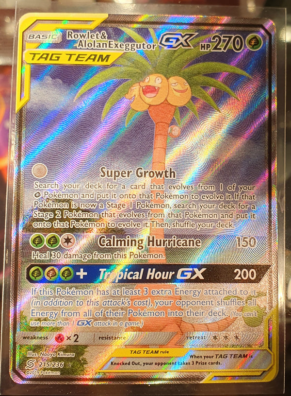 Pokemon - Rowlet & Alolan Exeggutor GX [Alternate Art] *UR* 215/264 (NM)