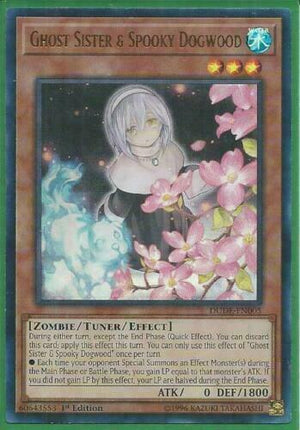 Yugioh Card - Ghost Sister & Spooky Dogwood *Ultra Rare* DUDE-EN005 (NM)