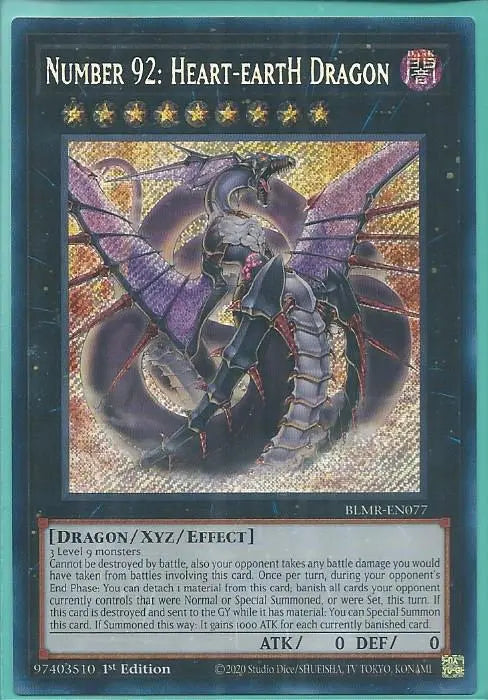 Yugioh - Number 92 Heart-eartH Dragon *Secret Rare* BLMR-EN077 (NM/M)