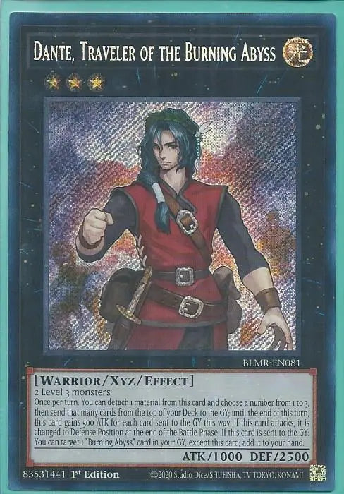 Yugioh - Dante, Traveler of the Burning Abyss *Secret Rare* BLMR-EN081 (NM/M)