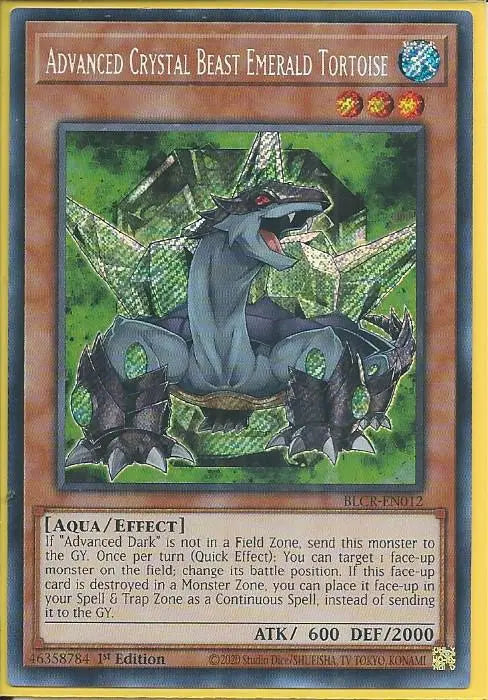 Yugioh - Advanced Crystal Beast Emerald Tortoise *Secret Rare* BLCR-EN012 (NM)