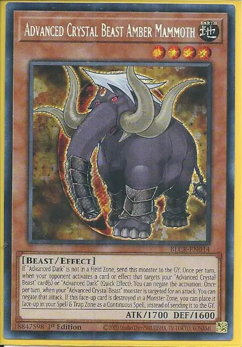 Yugioh - Advanced Crystal Beast Amber Mammoth *Secret Rare* BLCR-EN014 (NM)