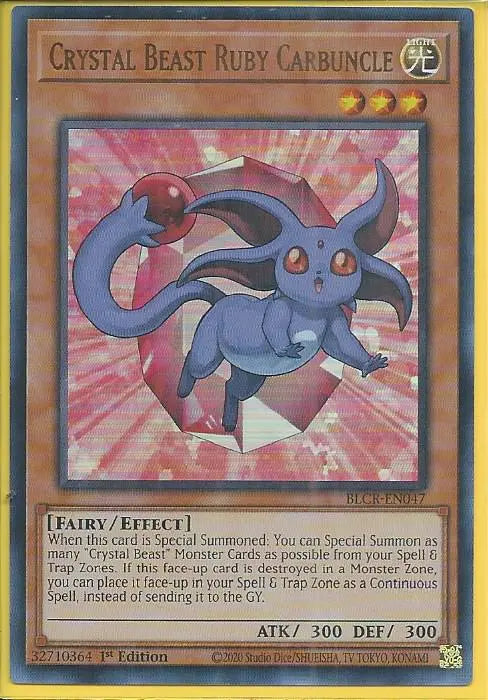 Yugioh - Crystal Beast Ruby Carbuncle *Ultra Rare* BLCR-EN047 (NM)