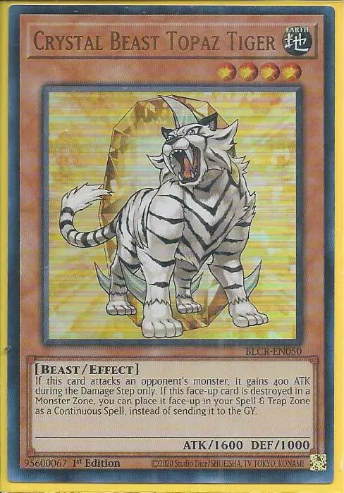 Yugioh - Crystal Beast Topaz Tiger *Ultra Rare* BLCR-EN050 (NM)