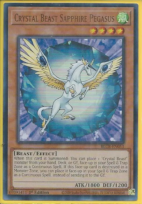 Yugioh - Crystal Beast Sapphire Pegasus *Ultra Rare* BLCR-EN053 (NM)