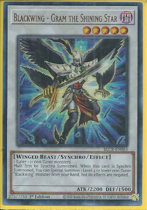 Yugioh - Blackwing – Gram the Shining Star *Ultra Rare* BLCR-EN063 (NM)