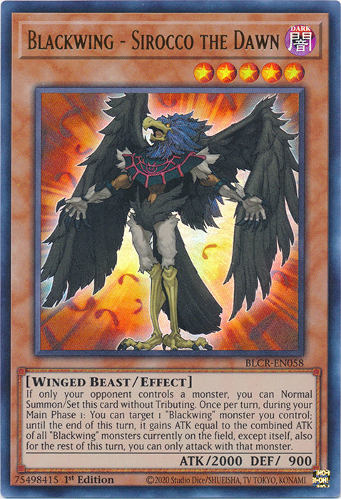 Yugioh - Blackwing - Sirocco the Dawn *Ultra Rare* BLCR-EN058 (NM)