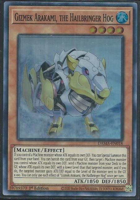 Yugioh - Gizmek Arakami, the Hailbringer Hog *Super Rare* DAMA-EN018 (NM/M)