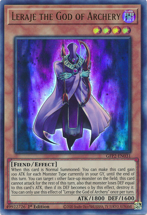 Yugioh - Leraje the God of Archery *Ultra Rare* GFP2-EN031 (NM)