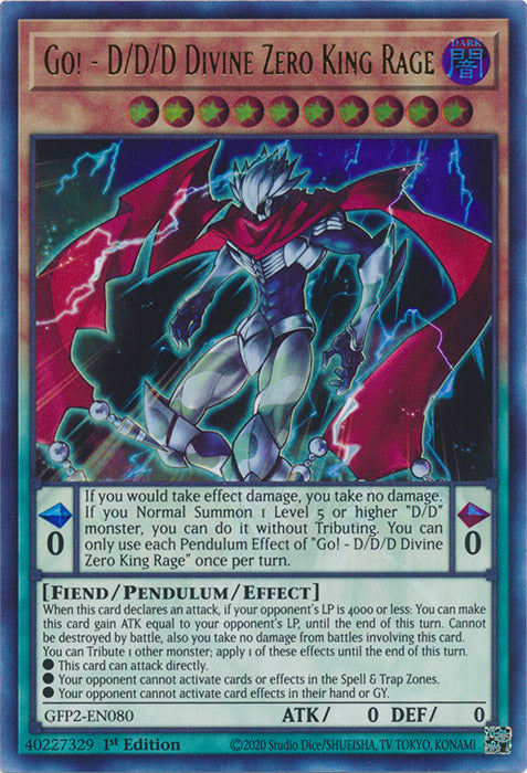 Yugioh - Go! - D/D/D Divine Zero King Rage *Ultra Rare* GFP2-EN080 (NM)