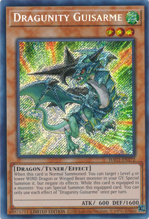 Yugioh - Dragunity Guisarme *Secret Rare* HAC1-EN172 (NM)