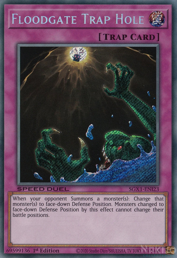 Yugioh - Floodgate Trap Hole *Secret Rare* SGX1-ENI23 (NM/M)