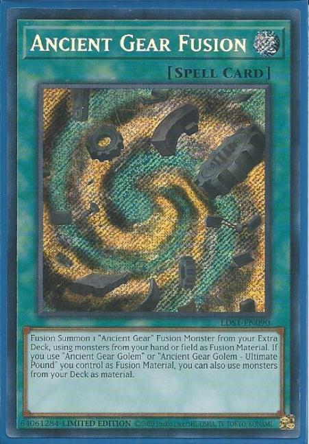 Yugioh - Ancient Gear Fusion *Secret Rare* LDS1-EN090 (NM/M)