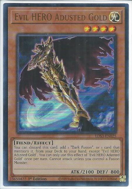 Yugioh - Evil HERO Adusted Gold *Ultra Rare* LDS3-EN025 (NM/M)