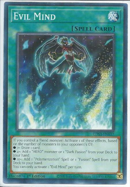 Yugioh - Evil Mind *Common* LDS3-EN037 (NM/M)