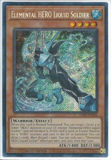 Yugioh - Elemental HERO Liquid Soldier *Secret Rare* LDS3-EN103 (NM/M)