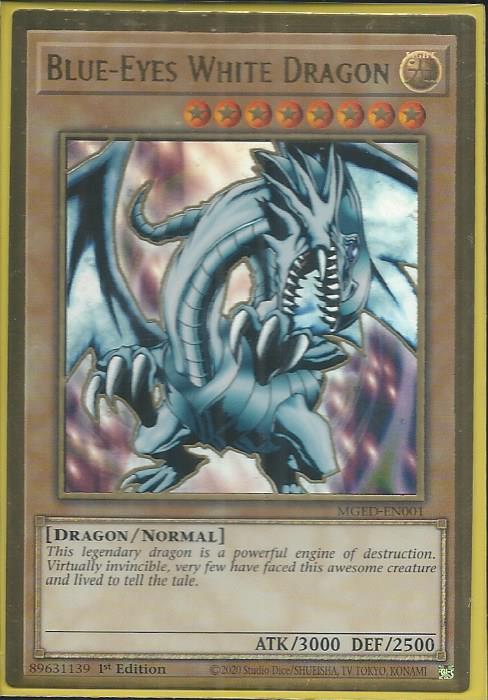 Yugioh - Blue-Eyes White Dragon [LOB Art] *Premium Gold Rare* MGED-EN001 (NM)