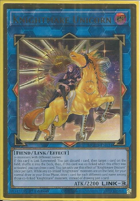 Yugioh - Knightmare Unicorn [Alt Art] *Premium Gold Rare* MGED-EN034 (NM)