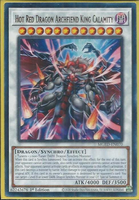 Yugioh - Hot Red Dragon Archfiend King Calamity *Rare* MGED-EN070 (NM)