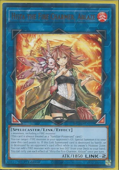 Yugioh - Hiita the Fire Charmer, Ablaze *Rare* MGED-EN119 (NM)