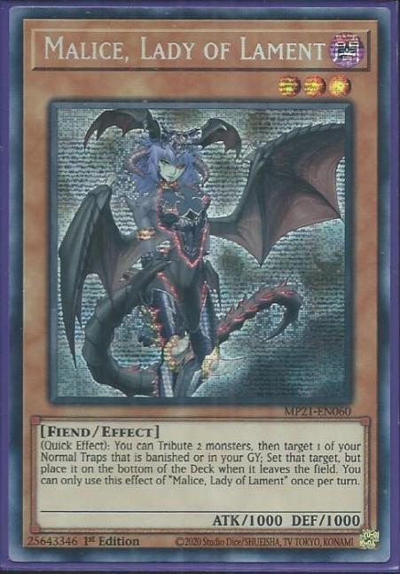 Yugioh - Malice, Lady of Lament *Prismatic Secret Rare* MP21-EN060 (NM/M)