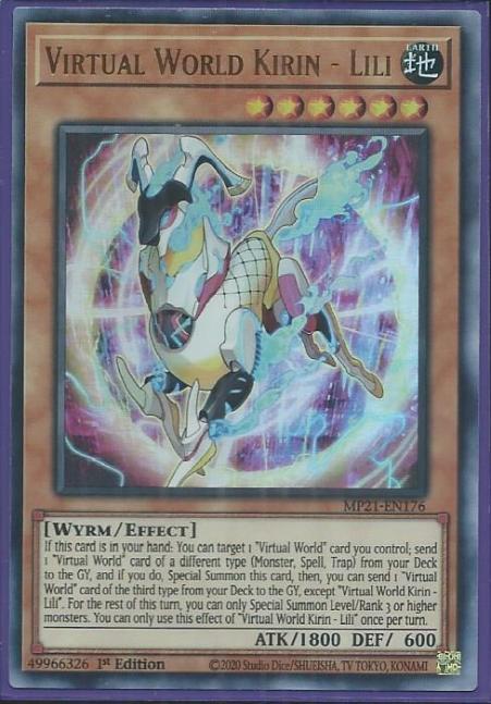 Yugioh - Virtual World Kirin - Lili *Ultra Rare* MP21-EN176 (NM/M)