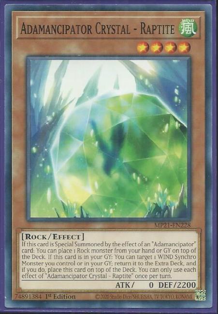 Yugioh - Adamancipator Crystal - Raptite *Common* MP21-EN228 (NM/M)