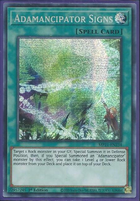 Yugioh - Adamancipator Signs *Prismatic Secret Rare* MP21-EN234 (NM/M)