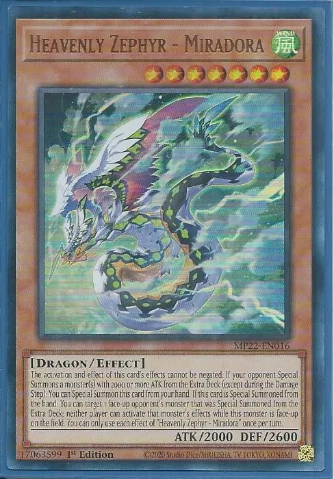 Yugioh - Heavenly Zephyr - Miradora *Ultra Rare* MP22-EN016 (NM/M)