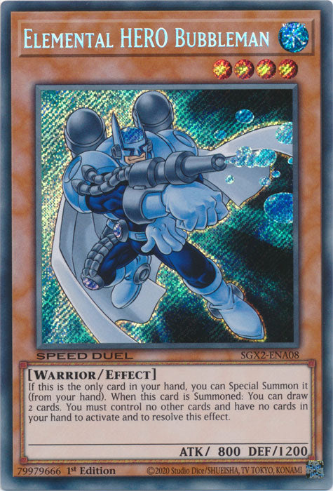 Yugioh - Elemental HERO Bubbleman *Secret Rare* SGX2-ENA08 (NM)