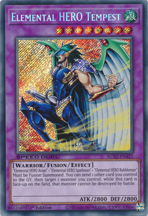 Yugioh - Elemental HERO Tempest *Secret Rare* SGX2-ENA21 (NM)